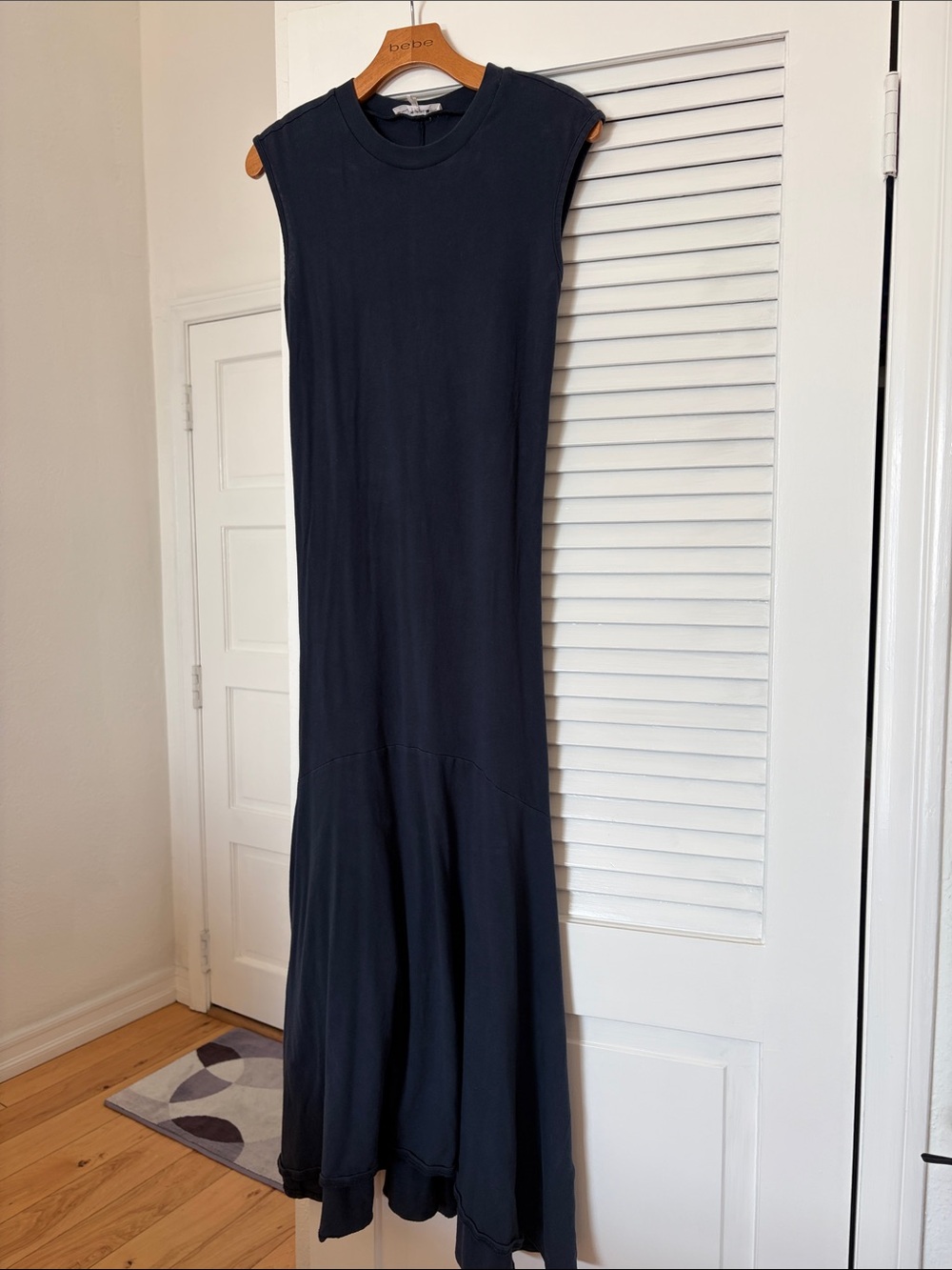 Frame Dark Navy Cotton Crewneck Maxi Dress